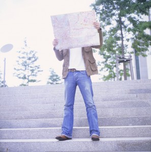 Man studying street map